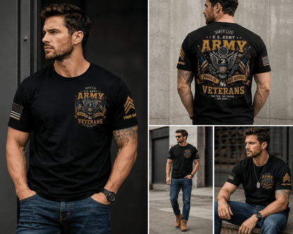 Custom Name US Army Veteran American Flag Pattern Men's 3D Shirt