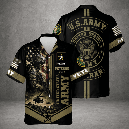 Guardian Soldier Hawaiian Shirt Patriotic Military Button Up