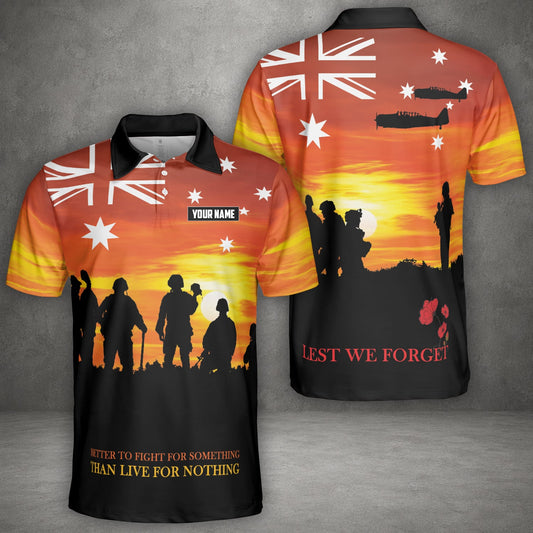 Custom Name Australian Defence Force Polo Shirt, Remembrance Day Lest We Forget Military Gift
