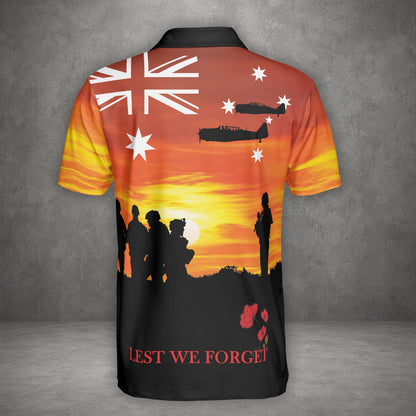 Custom Name Australian Defence Force Polo Shirt, Remembrance Day Lest We Forget Military Gift