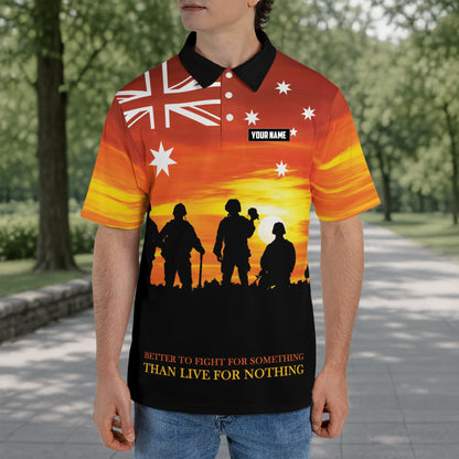 Custom Name Australian Defence Force Polo Shirt, Remembrance Day Lest We Forget Military Gift