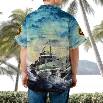 Royal Canadian Navy HMCS Regina (K234) Flower-class corvette In WWII Hawaiian Shirt