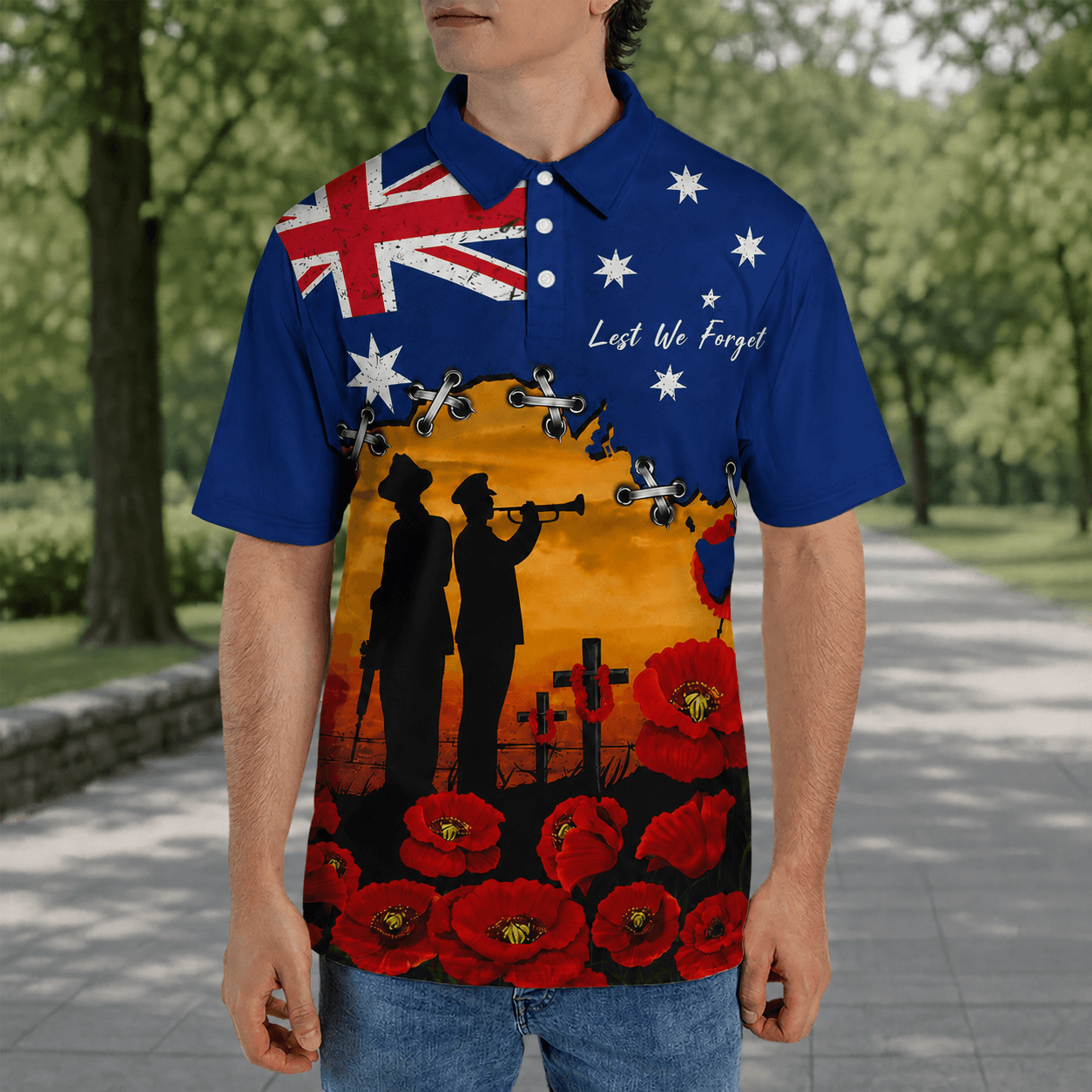 Australian Defence Force Remembrance Day Lest We Forget Polo Shirt