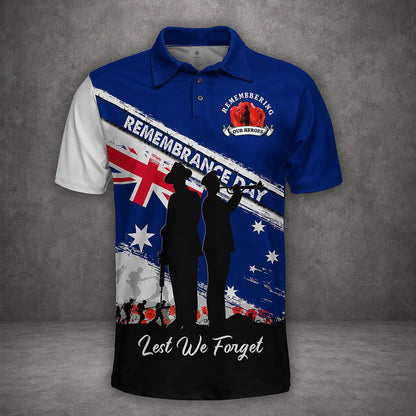 Australian Defence Force Remembrance Day Polo Shirt, Lest We Forget Military Shirt