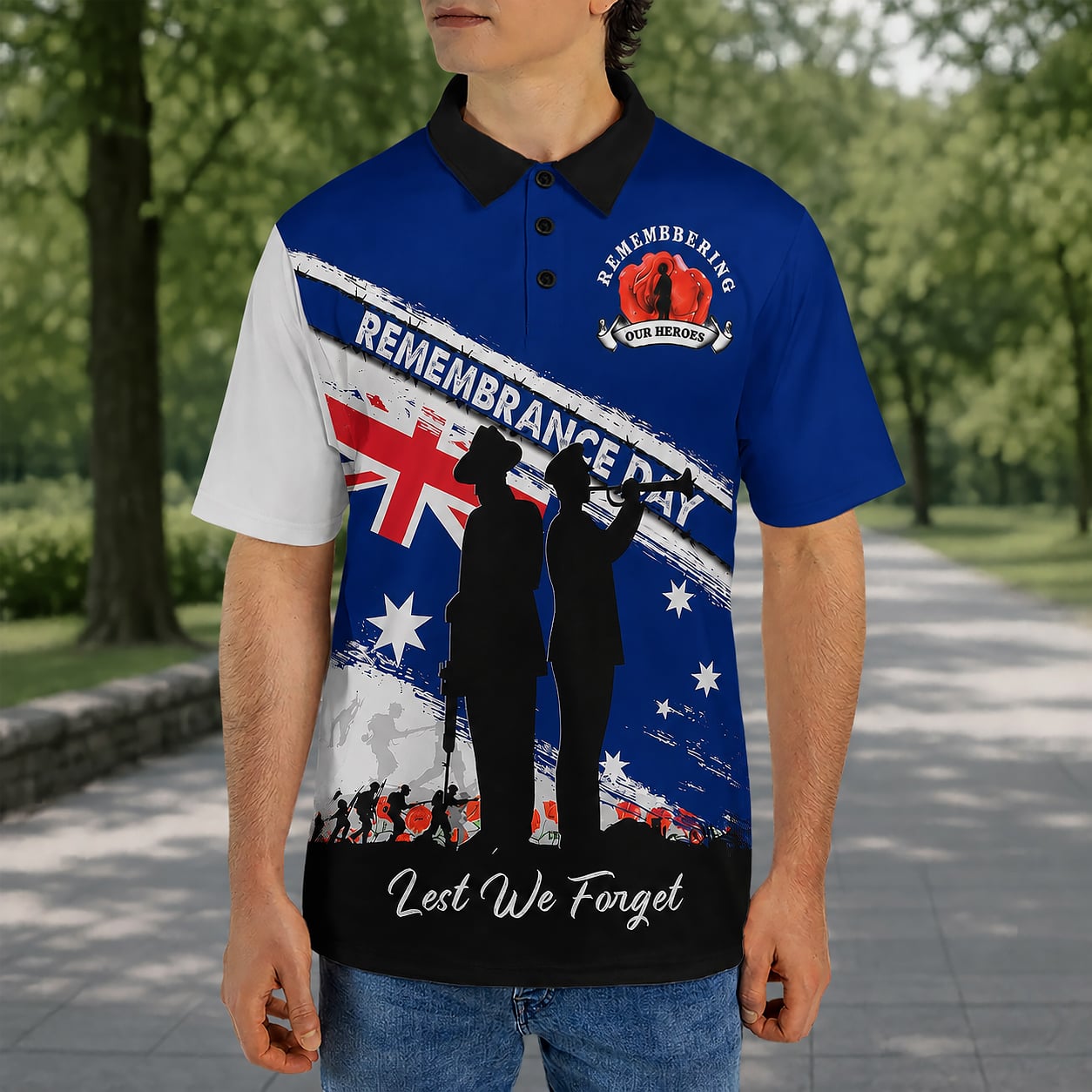 Australian Defence Force Remembrance Day Polo Shirt, Lest We Forget Military Shirt