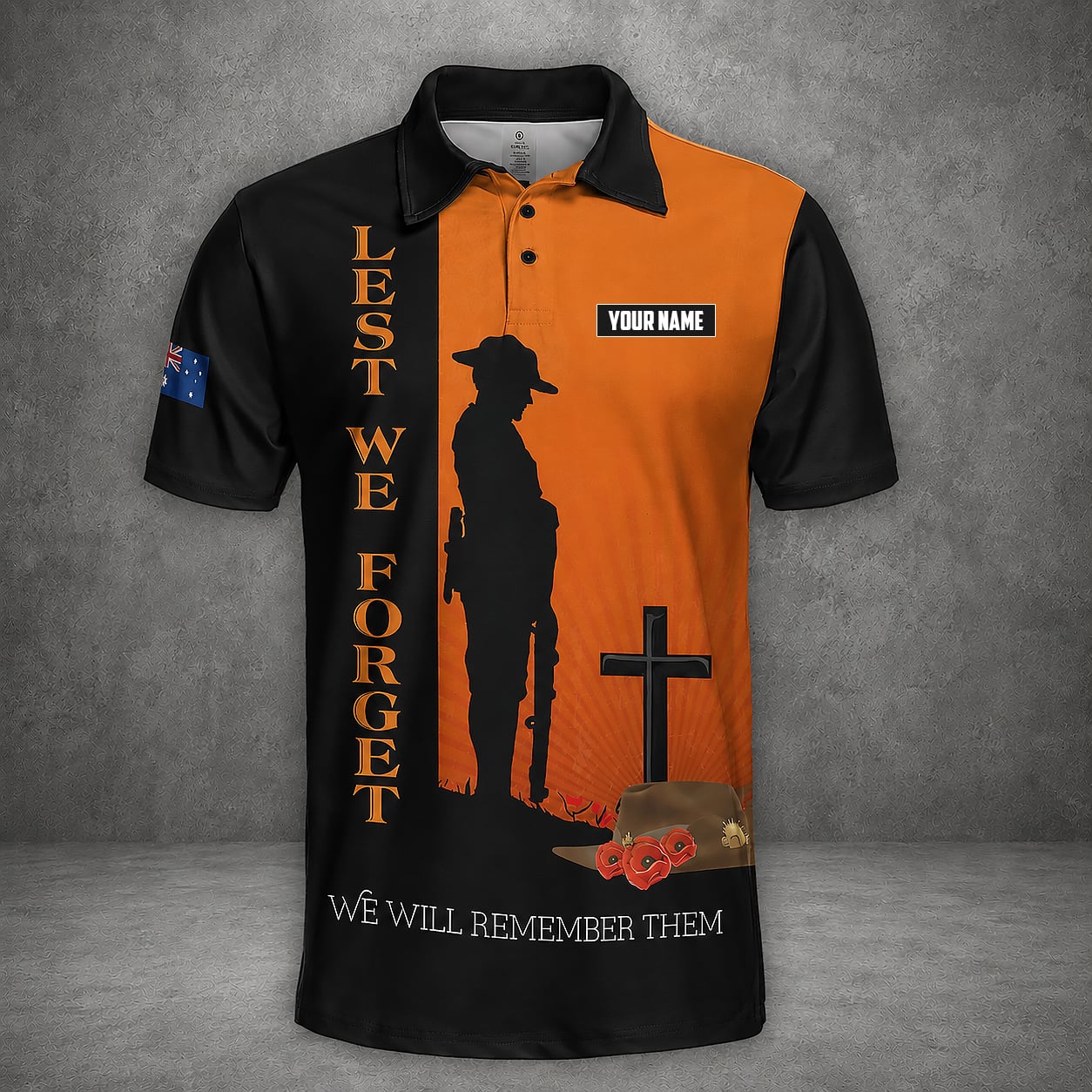 Custom Name Australian Defence Force Anzac Day Polo Shirt, Lest We Forget Remembrance Day Shirt