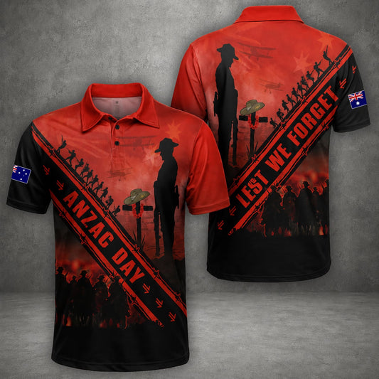 Australian Defence Force Anzac Day Shirt, Remembrance Day Lest We Forget Polo Shirt