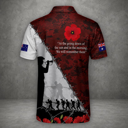 Custom Name Australian Defence Force Anzac Day Polo Shirt, Lest We Forget Remembrance Day Military Shirt