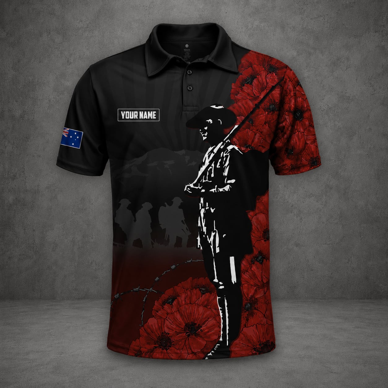Personalized Australian Army Anzac Day Polo Shirt, Custom Name Lest We Forget Memorial Shirt