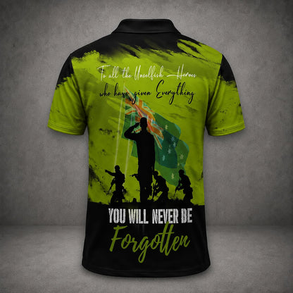 Custom Name Australian Defence Force Anzac Day Polo Shirt, Lest We Forget Remembrance Day Veterans Shirt