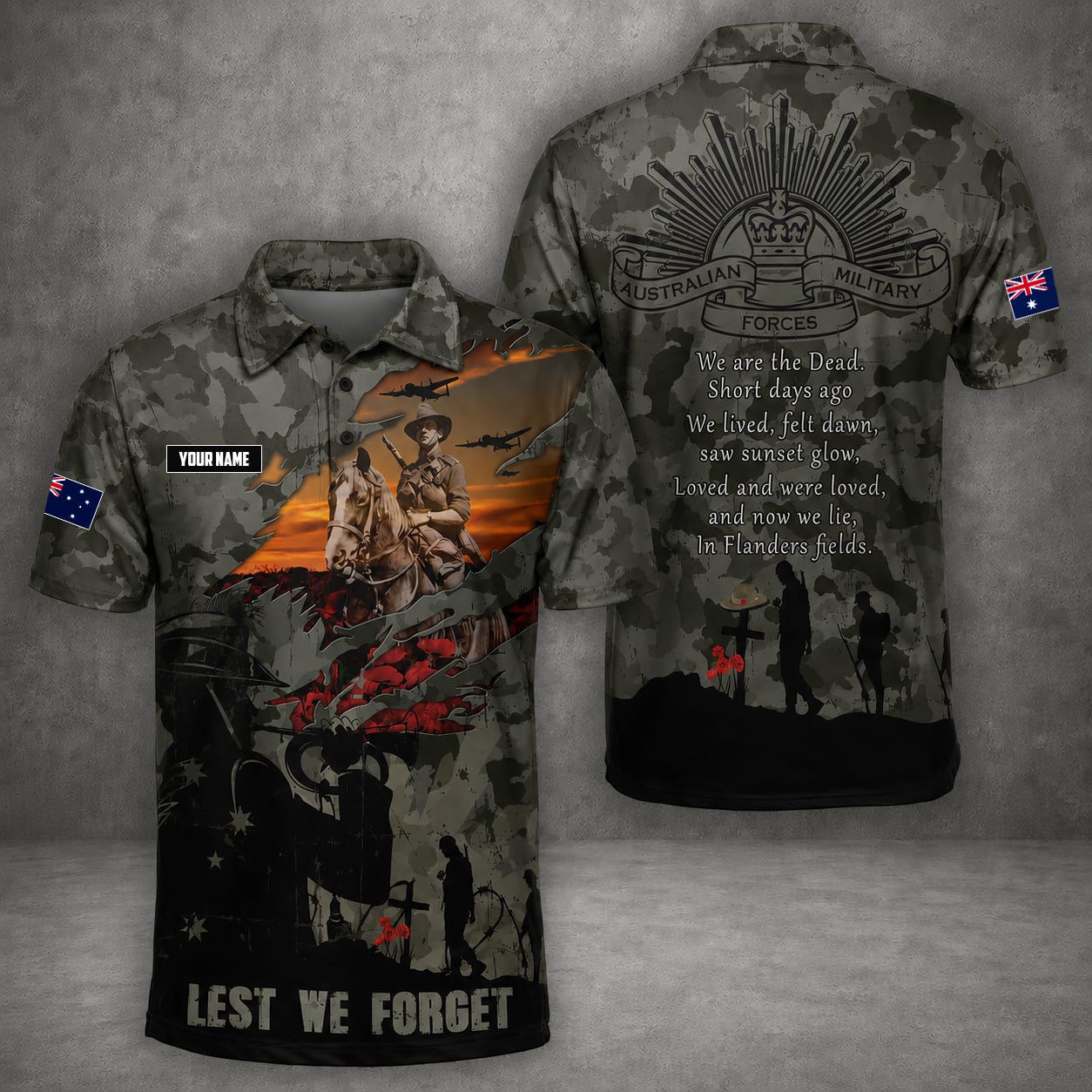 Custom Name Australian Defence Force Anzac Day Polo Shirt, Remembrance Day Lest We Forget Shirt