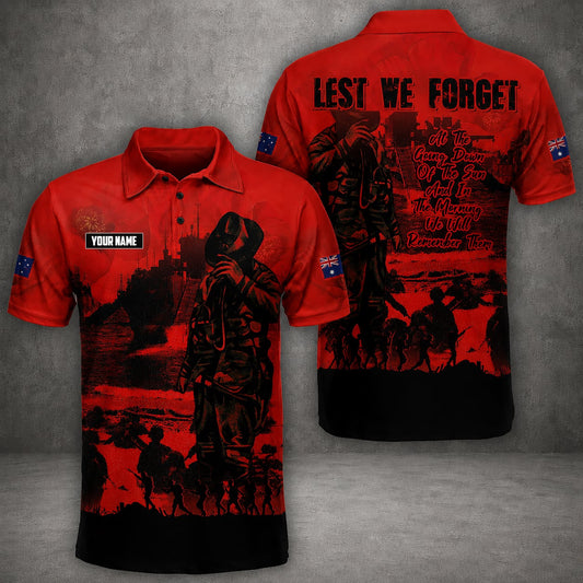 Custom Name Australian Defence Force Anzac Day, Remembrance Day Lest We Forget Polo Shirt