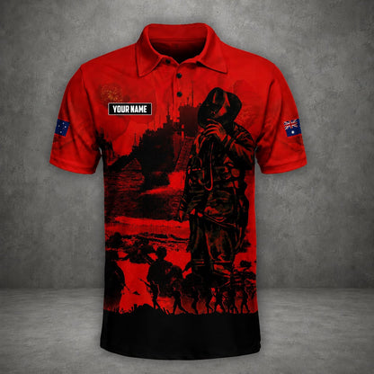 Custom Name Australian Defence Force Anzac Day, Remembrance Day Lest We Forget Polo Shirt