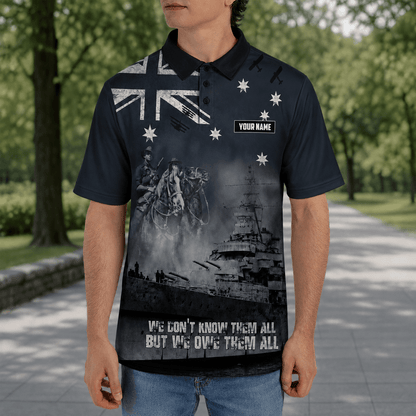 Custom Name Australian Defence Force Anzac Day Shirt, Remembrance Day Lest We Forget Polo Shirt