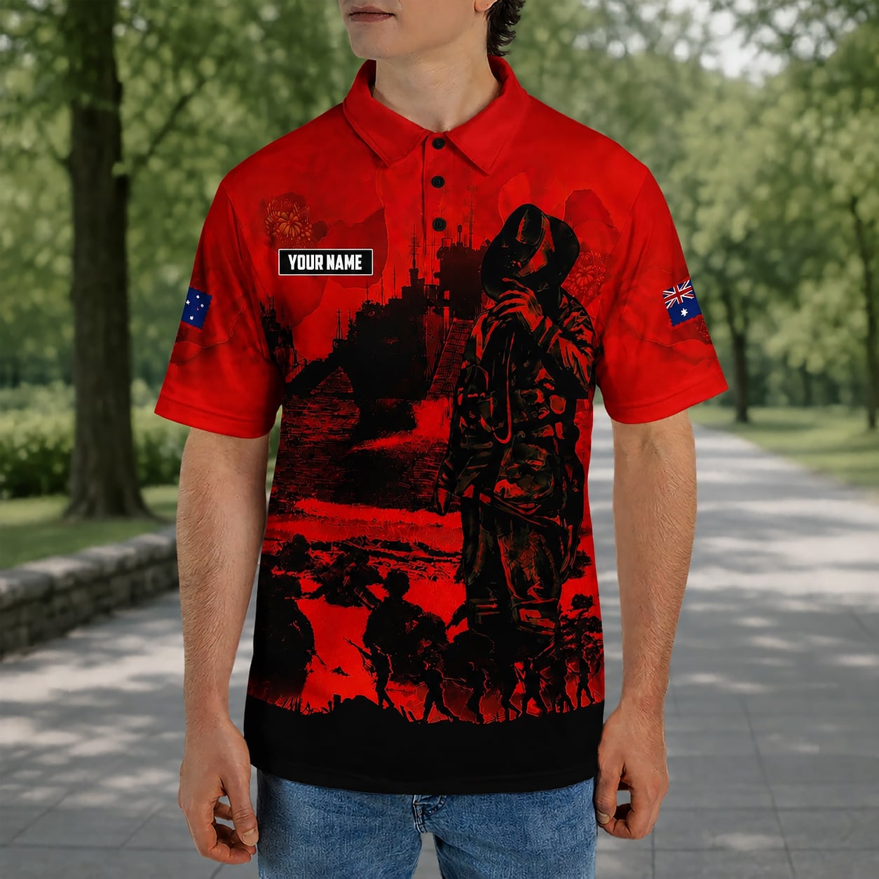 Custom Name Australian Defence Force Anzac Day, Remembrance Day Lest We Forget Polo Shirt