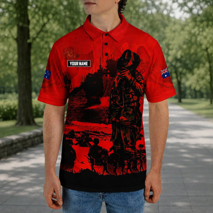 Custom Name Australian Defence Force Anzac Day, Remembrance Day Lest We Forget Polo Shirt