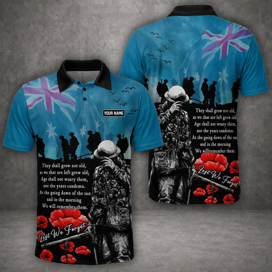 Personalized Australian Defence Force Polo Shirt, Anzac Day Lest We Forget Remembrance Gift