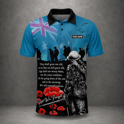 Personalized Australian Defence Force Polo Shirt, Anzac Day Lest We Forget Remembrance Gift
