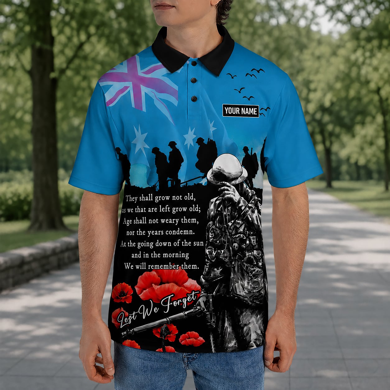 Personalized Australian Defence Force Polo Shirt, Anzac Day Lest We Forget Remembrance Gift