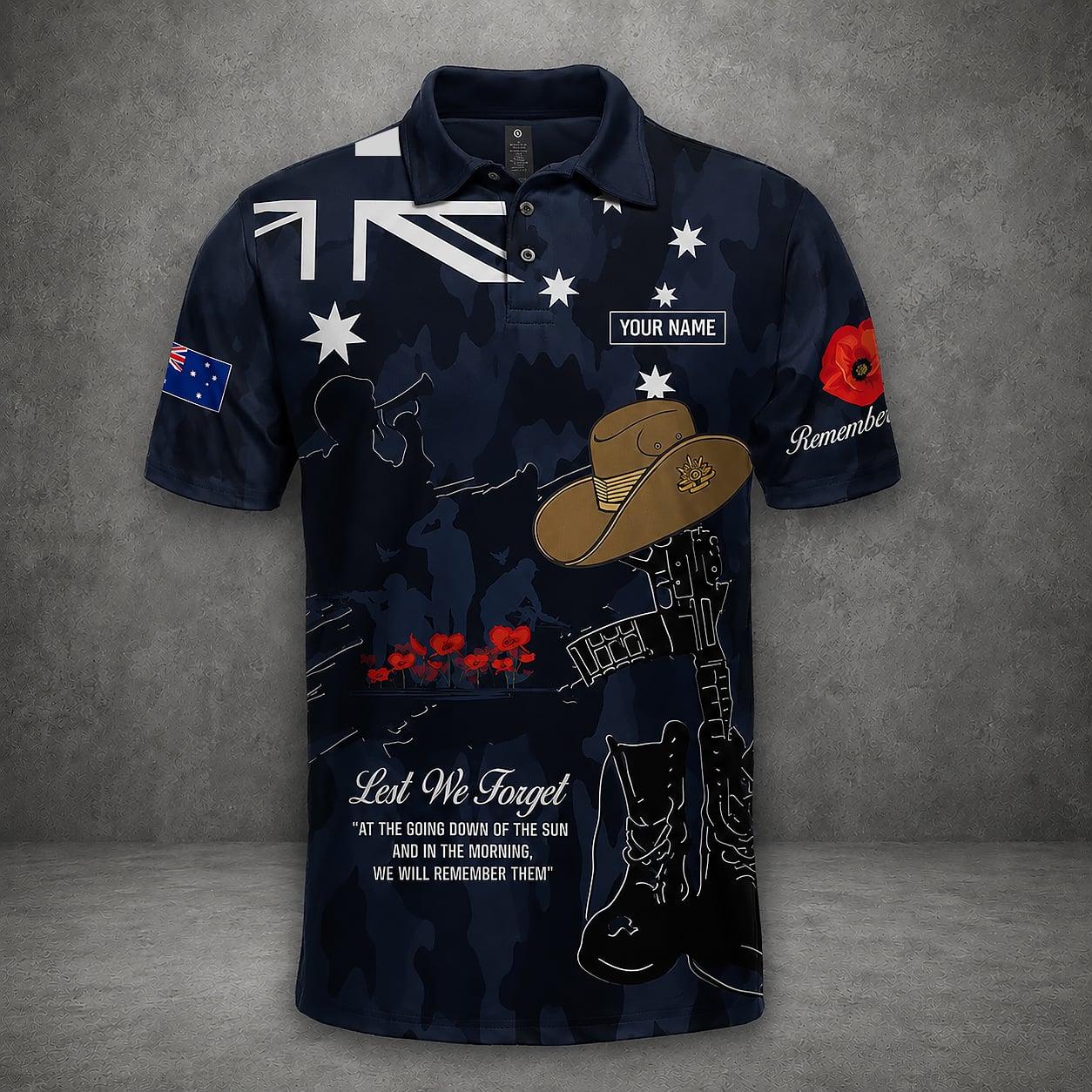 Custom Name Australian Defence Force Polo Shirt, Anzac Day Remembrance Day Lest We Forget Veteran Shirt