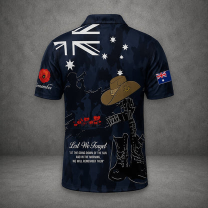 Custom Name Australian Defence Force Polo Shirt, Anzac Day Remembrance Day Lest We Forget Veteran Shirt