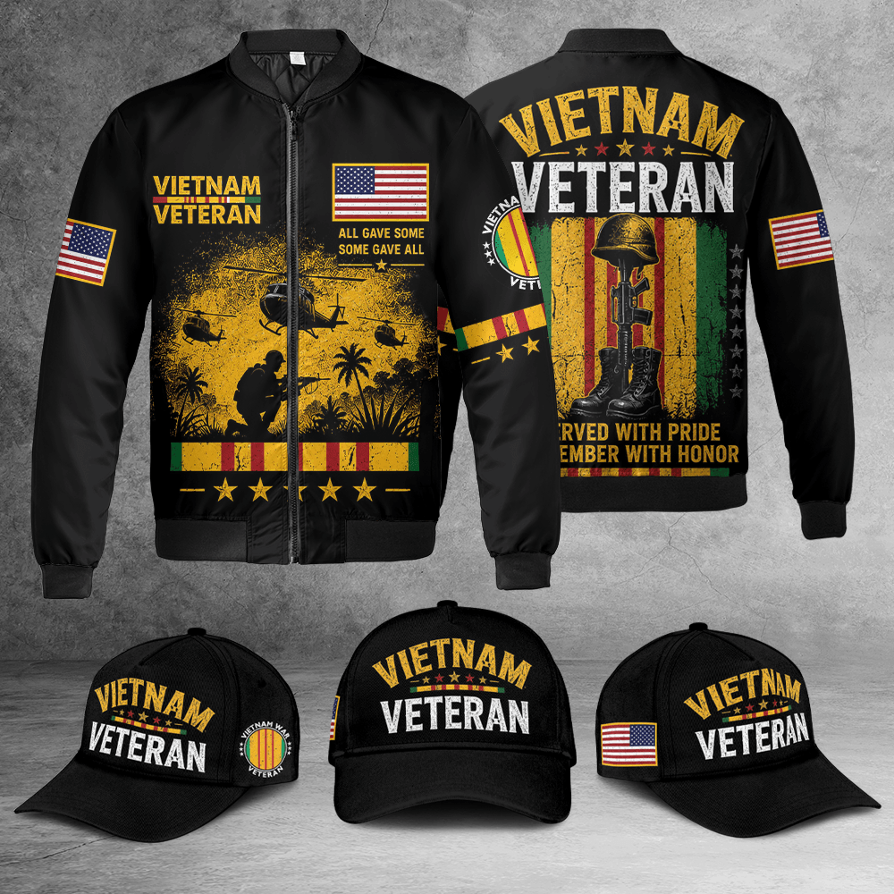 US Army Military Flight Vietnam Veteran Black Bomber Jacket / Combo