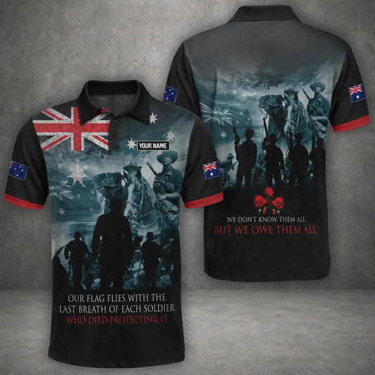 Custom Name Australian Defence Force Polo Shirt, Anzac Day Remembrance Day Lest We Forget Military Gift