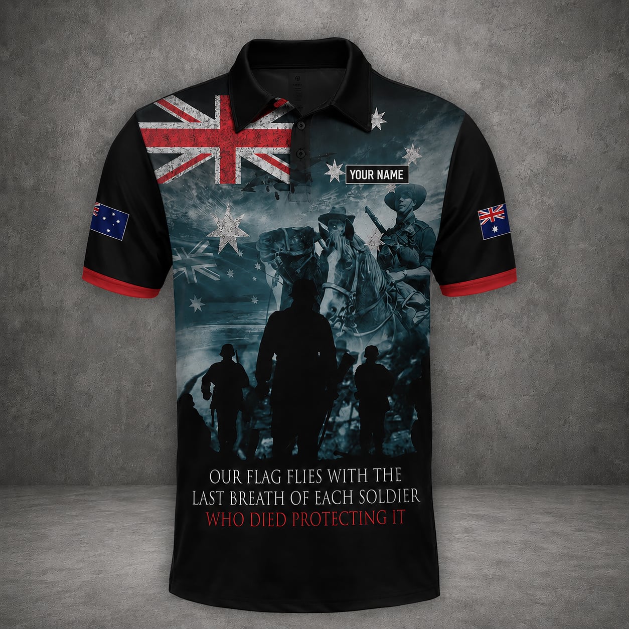 Custom Name Australian Defence Force Polo Shirt, Anzac Day Remembrance Day Lest We Forget Military Gift