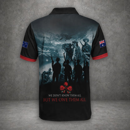 Custom Name Australian Defence Force Polo Shirt, Anzac Day Remembrance Day Lest We Forget Military Gift