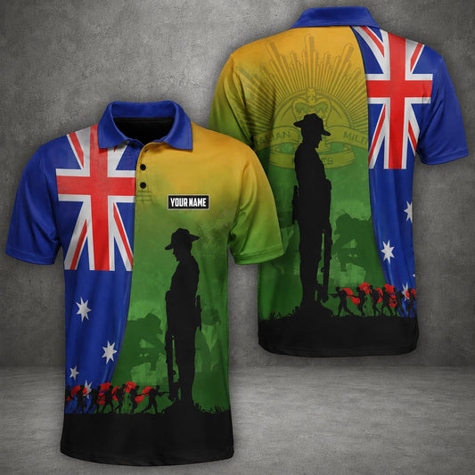 Custom Australian Defence Force Polo Shirt, Anzac Day Tribute Lest We Forget Veteran Shirt