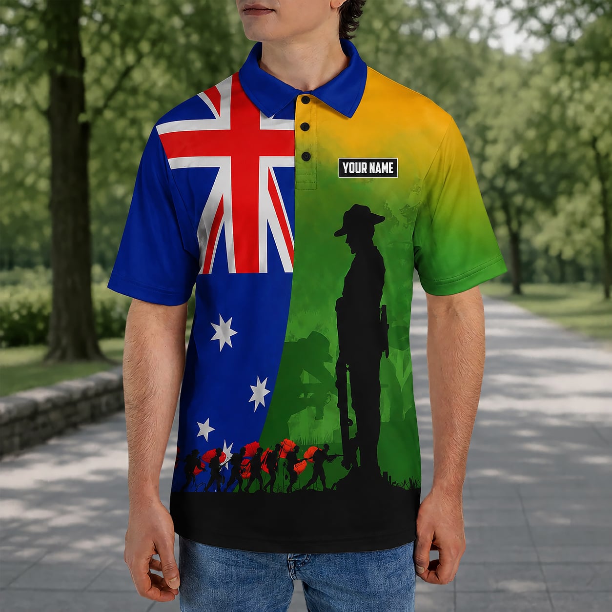 Custom Australian Defence Force Polo Shirt, Anzac Day Tribute Lest We Forget Veteran Shirt
