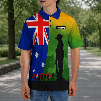 Custom Australian Defence Force Polo Shirt, Anzac Day Tribute Lest We Forget Veteran Shirt