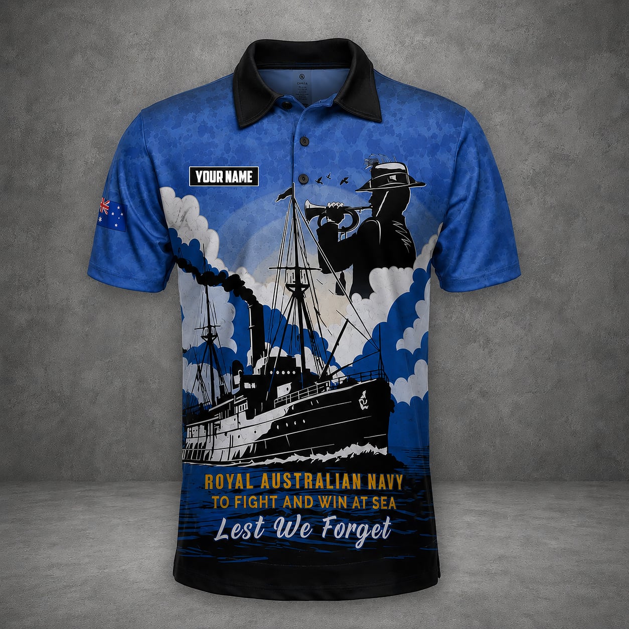 Custom Australian Defence Force Polo Shirt, Lest We Forget Anzac Day Veteran Gift