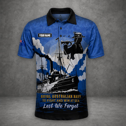 Custom Australian Defence Force Polo Shirt, Lest We Forget Anzac Day Veteran Gift
