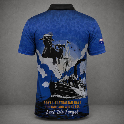 Custom Australian Defence Force Polo Shirt, Lest We Forget Anzac Day Veteran Gift