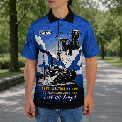 Custom Australian Defence Force Polo Shirt, Lest We Forget Anzac Day Veteran Gift