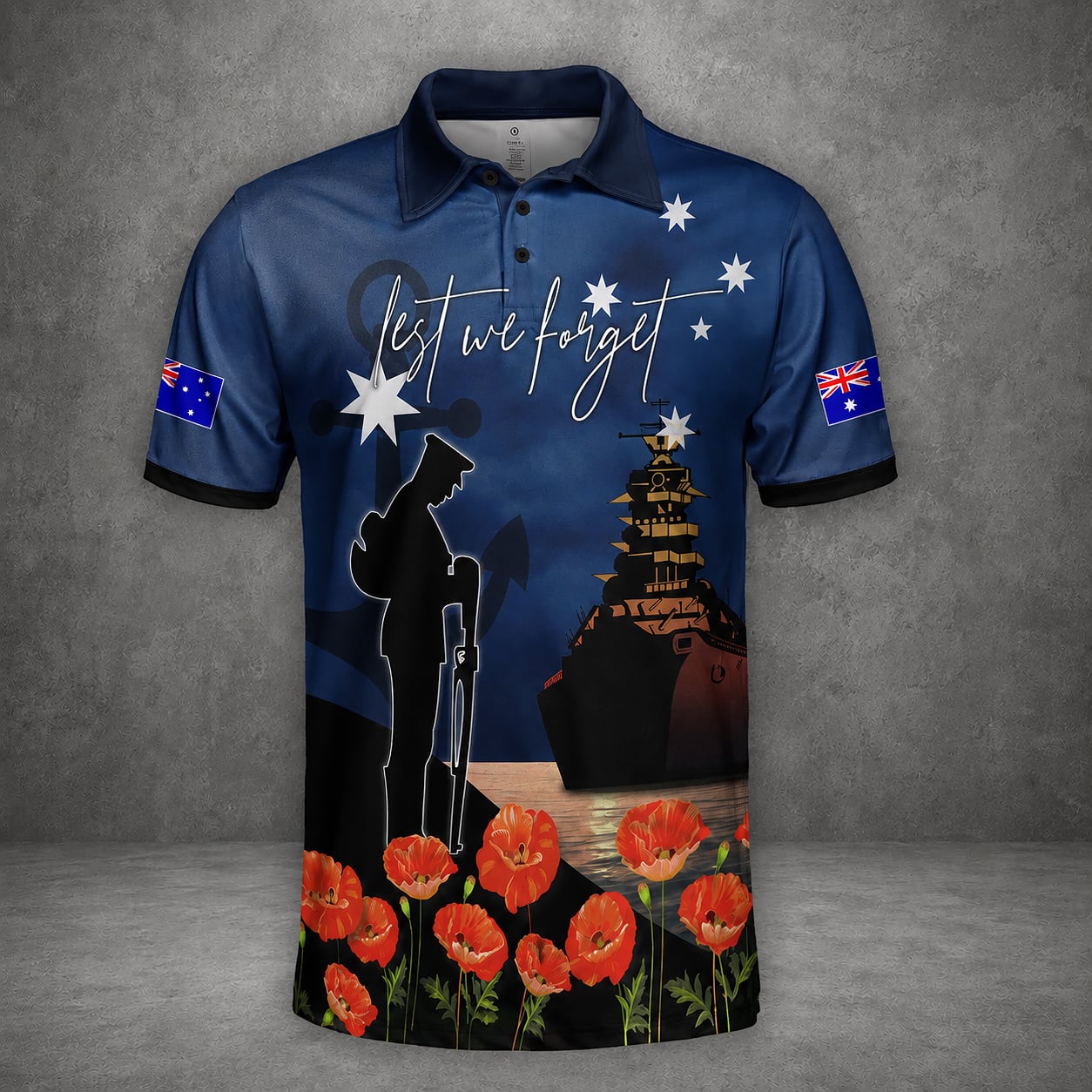 Australian Defence Force Veteran Polo Shirt, Anzac Day Lest We Forget Memorial Apparel