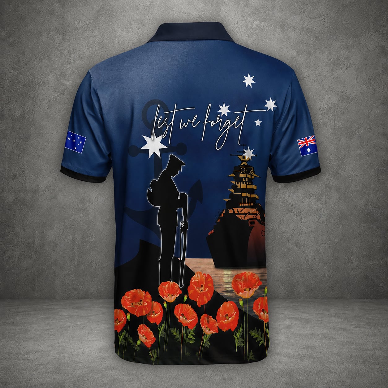 Australian Defence Force Veteran Polo Shirt, Anzac Day Lest We Forget Memorial Apparel