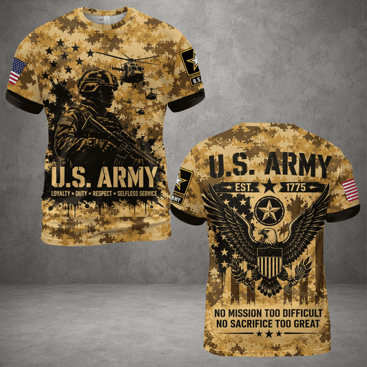 US Army 250th Anniversary 3D Shirt, Military Veteran American Pride Men's Tee