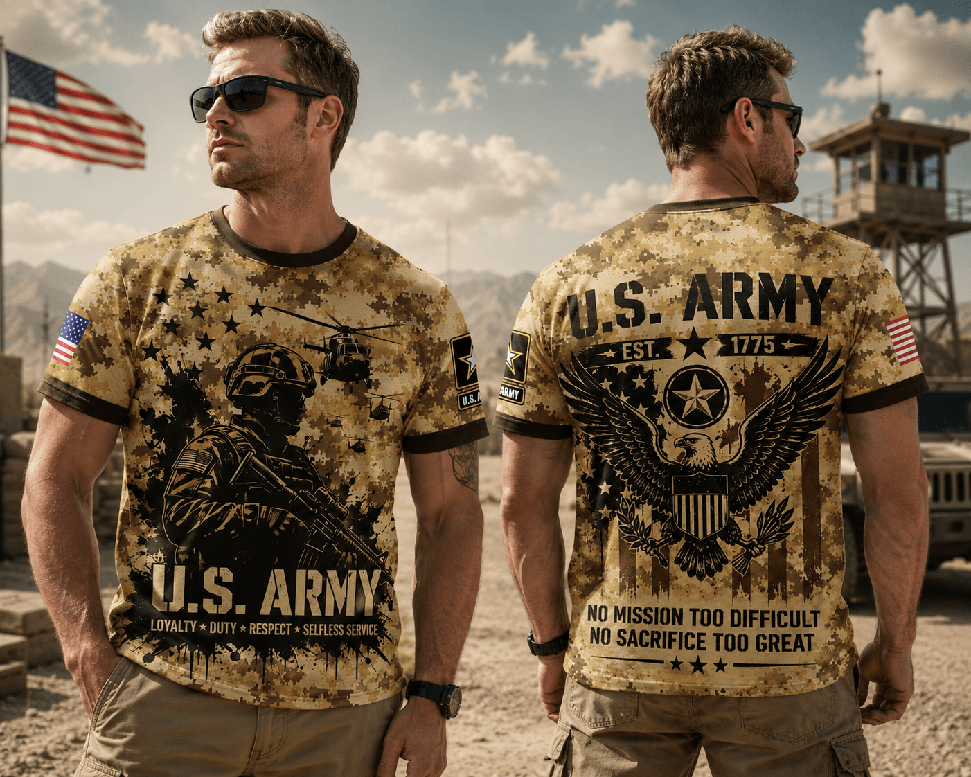 US Army 250th Anniversary 3D Shirt, Military Veteran American Pride Men's Tee