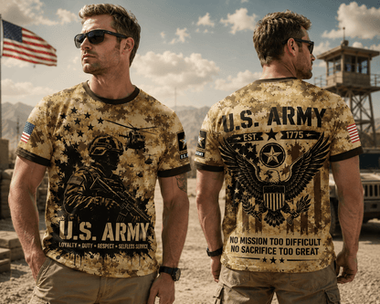 US Army 250th Anniversary 3D Shirt, Military Veteran American Pride Men's Tee