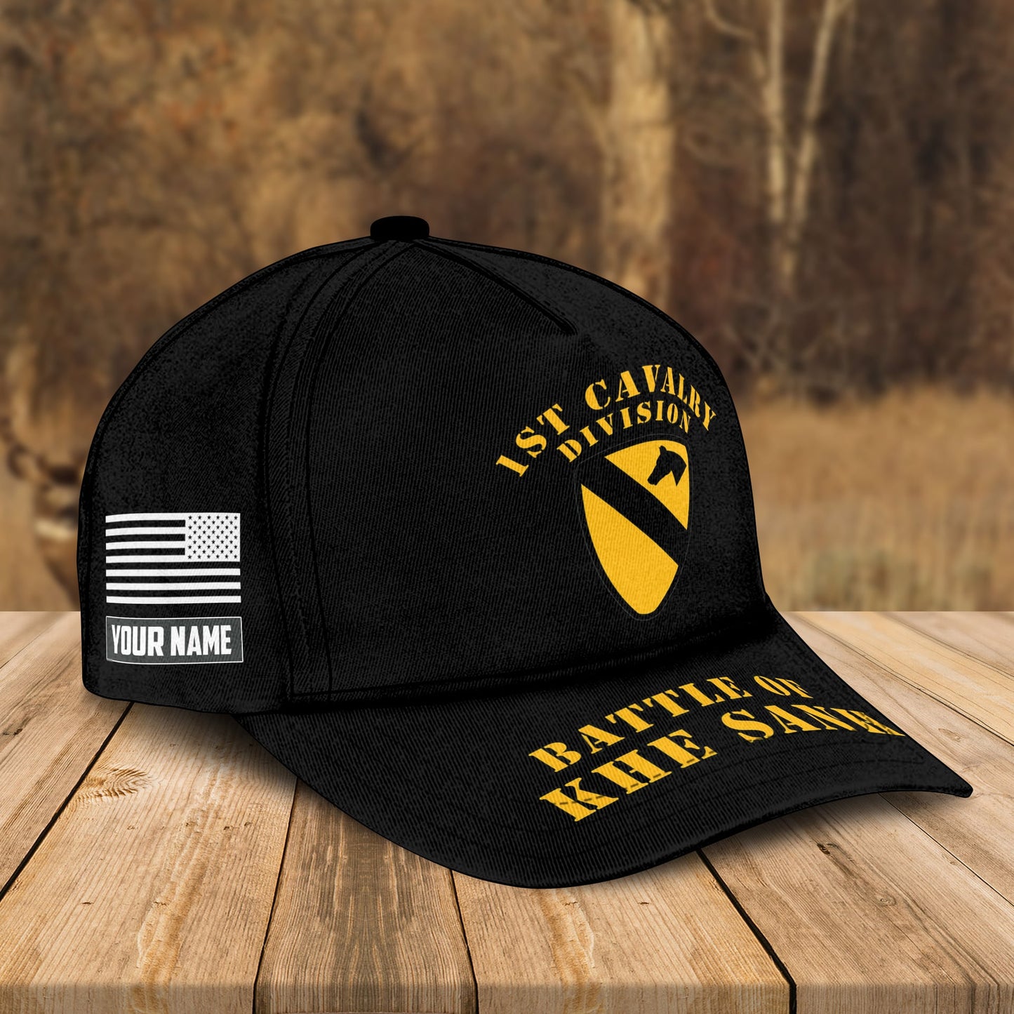 Custom Name US Army 1st Cavalry Division Battle of Khe Sanh, Vietnam Veteran Cap
