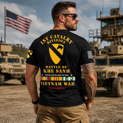 Custom Name U.S. Army 1st Cavalry Division Battle Of Khe Sanh, Vietnam Veteran 3D T-Shirt