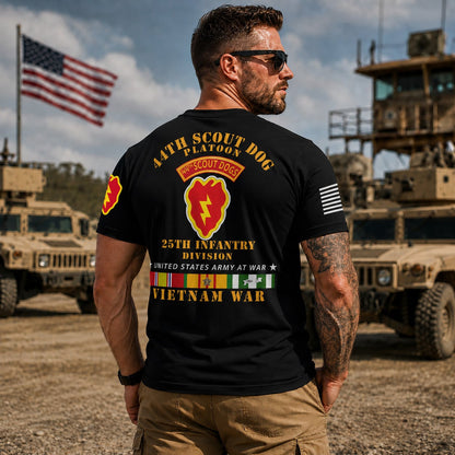 Custom Name U.S. Army  44th Scout Dog Platoon 25th Infantry Div Vietnam Veteran 3D T-Shirt