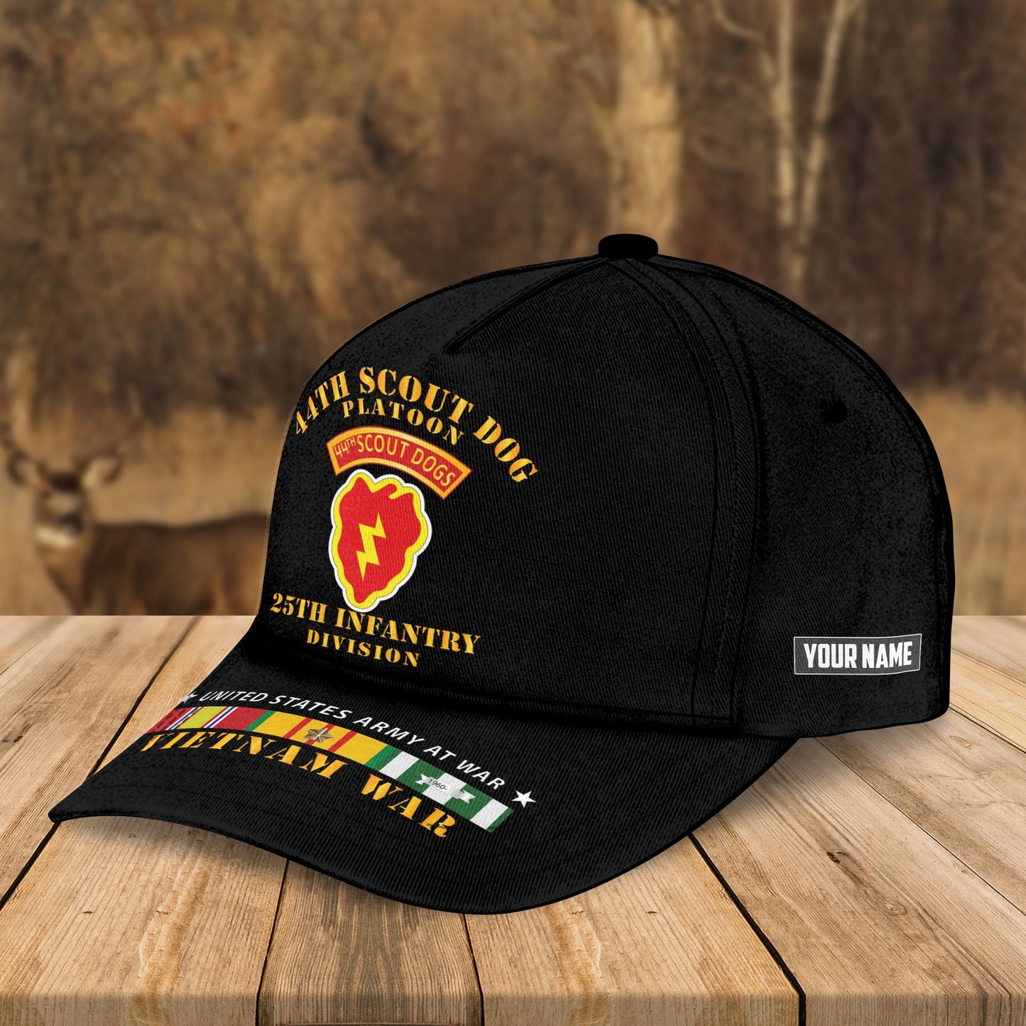 Custom Name  US Army 44th Scout Dog Platoon 25th Infantry Div Vietnam Veteran Cap