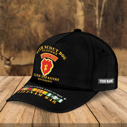 Custom Name  US Army 44th Scout Dog Platoon 25th Infantry Div Vietnam Veteran Cap