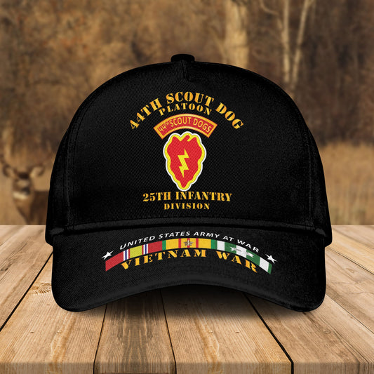 Custom Name  US Army 44th Scout Dog Platoon 25th Infantry Div Vietnam Veteran Cap
