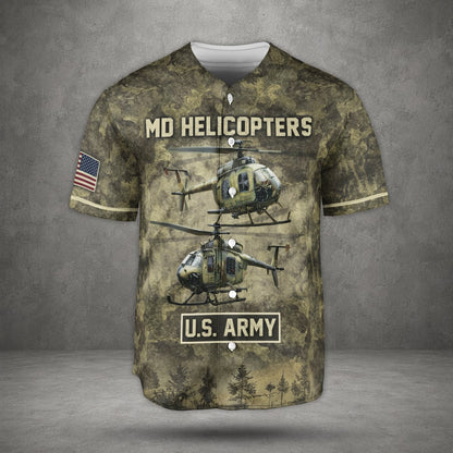 Custom Name & Number US Army MD 530F Cayuse Warrior Baseball Jersey