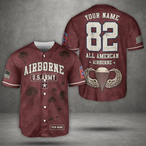 Custom Name & Number U.S Army 82nd Airborne Division Baseball Jersey