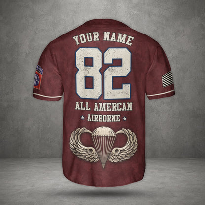 Custom Name & Number U.S Army 82nd Airborne Division Baseball Jersey